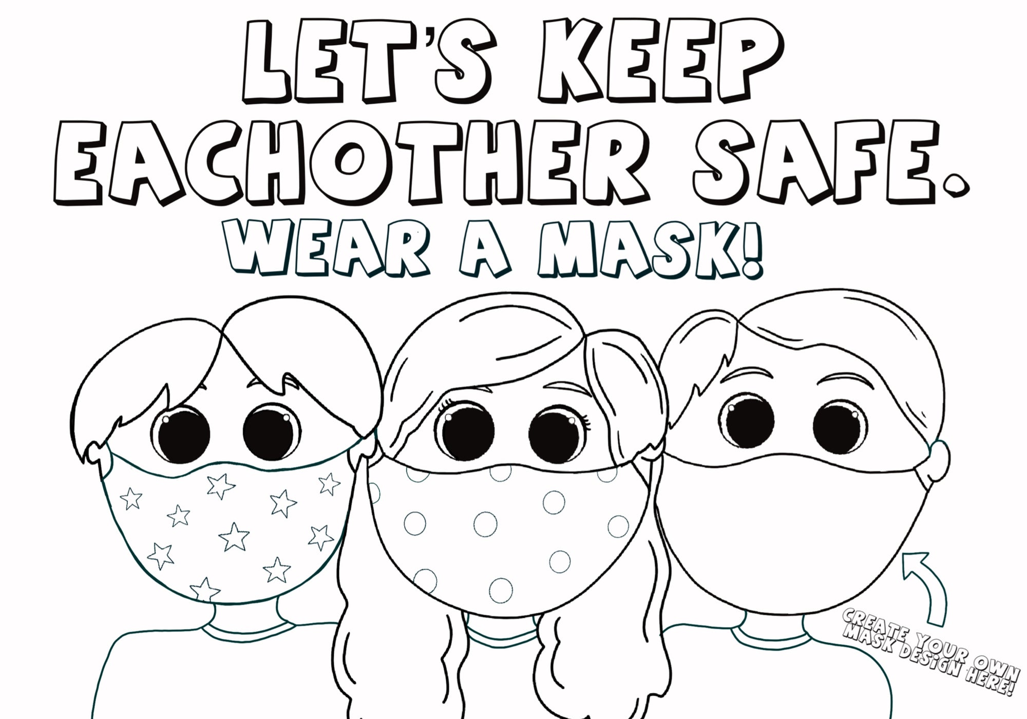 Kids Wearing Face Masks Coloring Page!