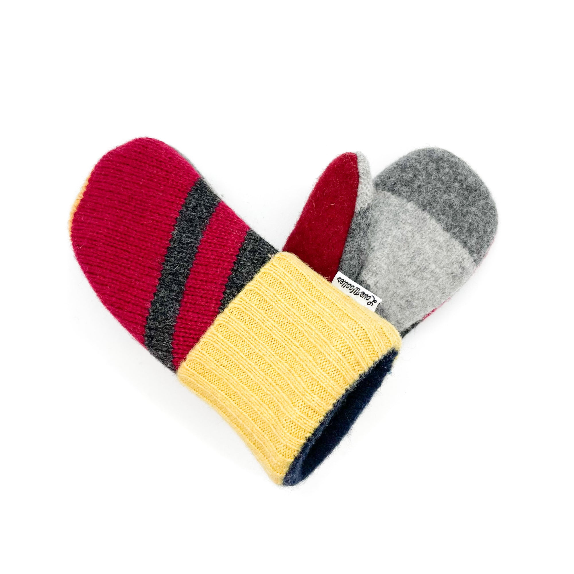 Small Kid's Wool Sweater Mittens | Red Sweater
