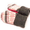 Small Kid&#39;s Wool Sweater Mittens | Pink Snow