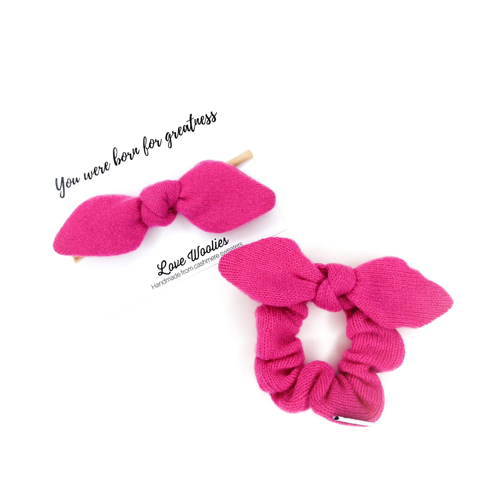 Baby Bow, Cashmere Beanie, Cashmere Scrunchie, Scrunchie