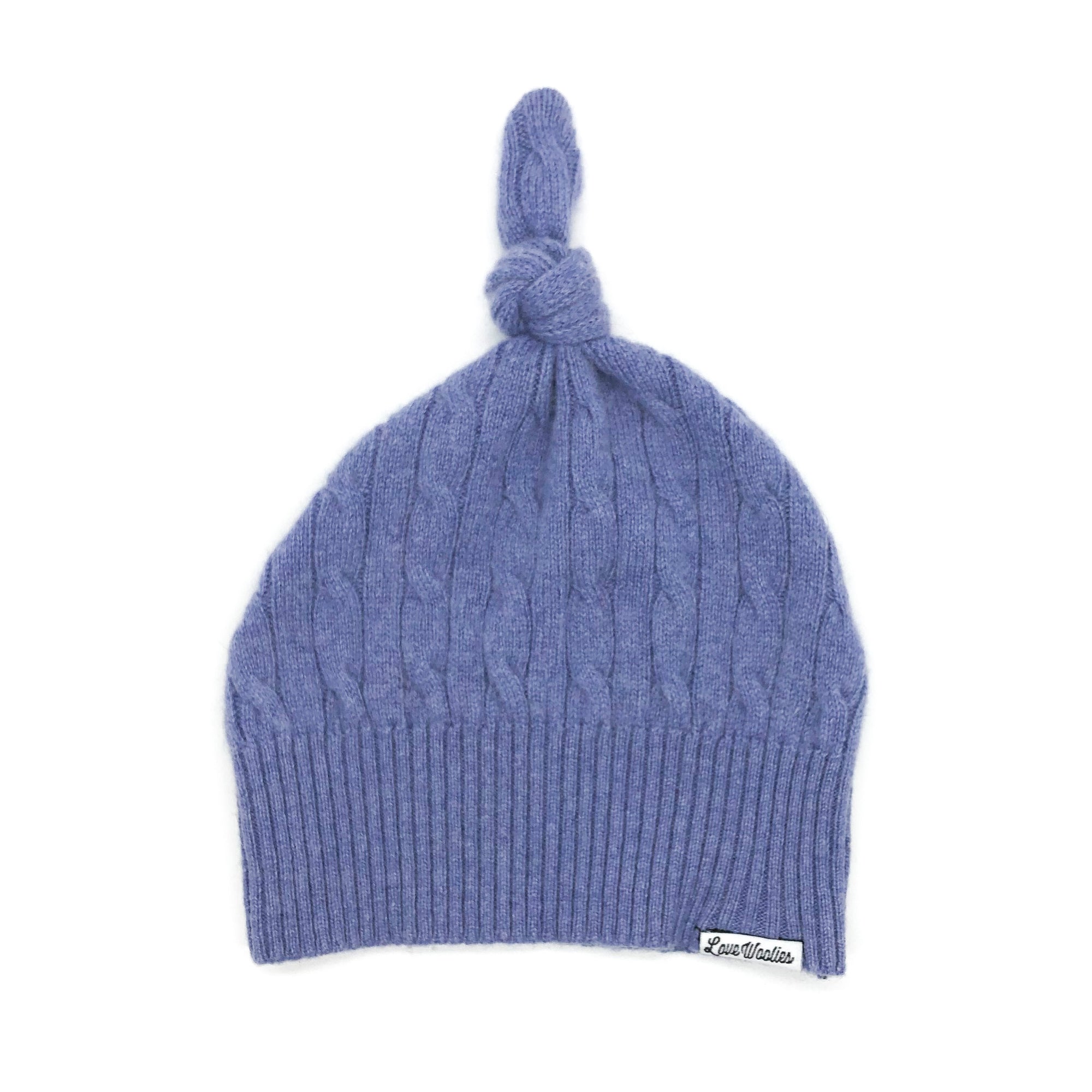 Cashmere Baby Beanie | Dark Sky Blue Cable Knit - Love Woolies