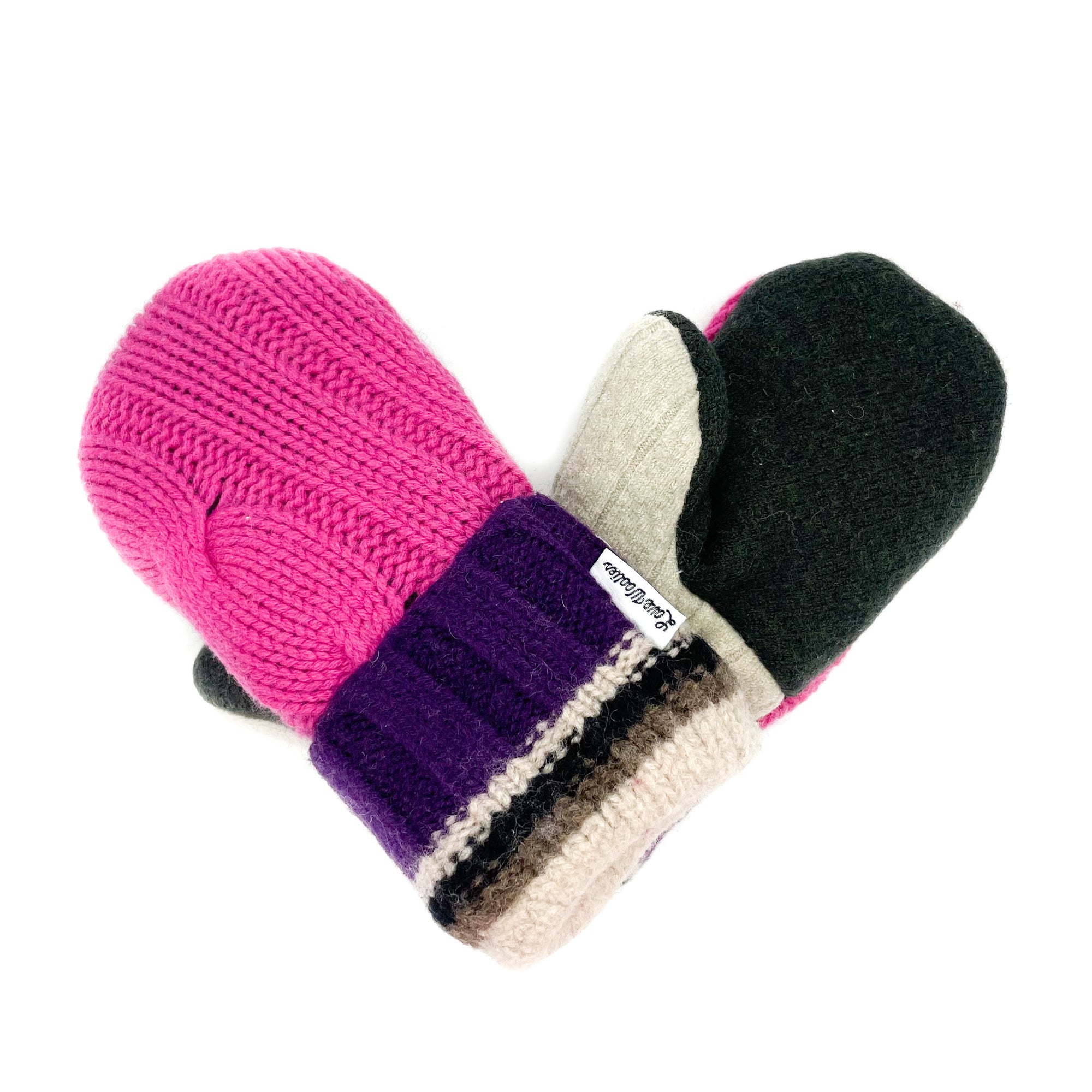 Large Kid's Wool Sweater Mittens | Brown Eyes