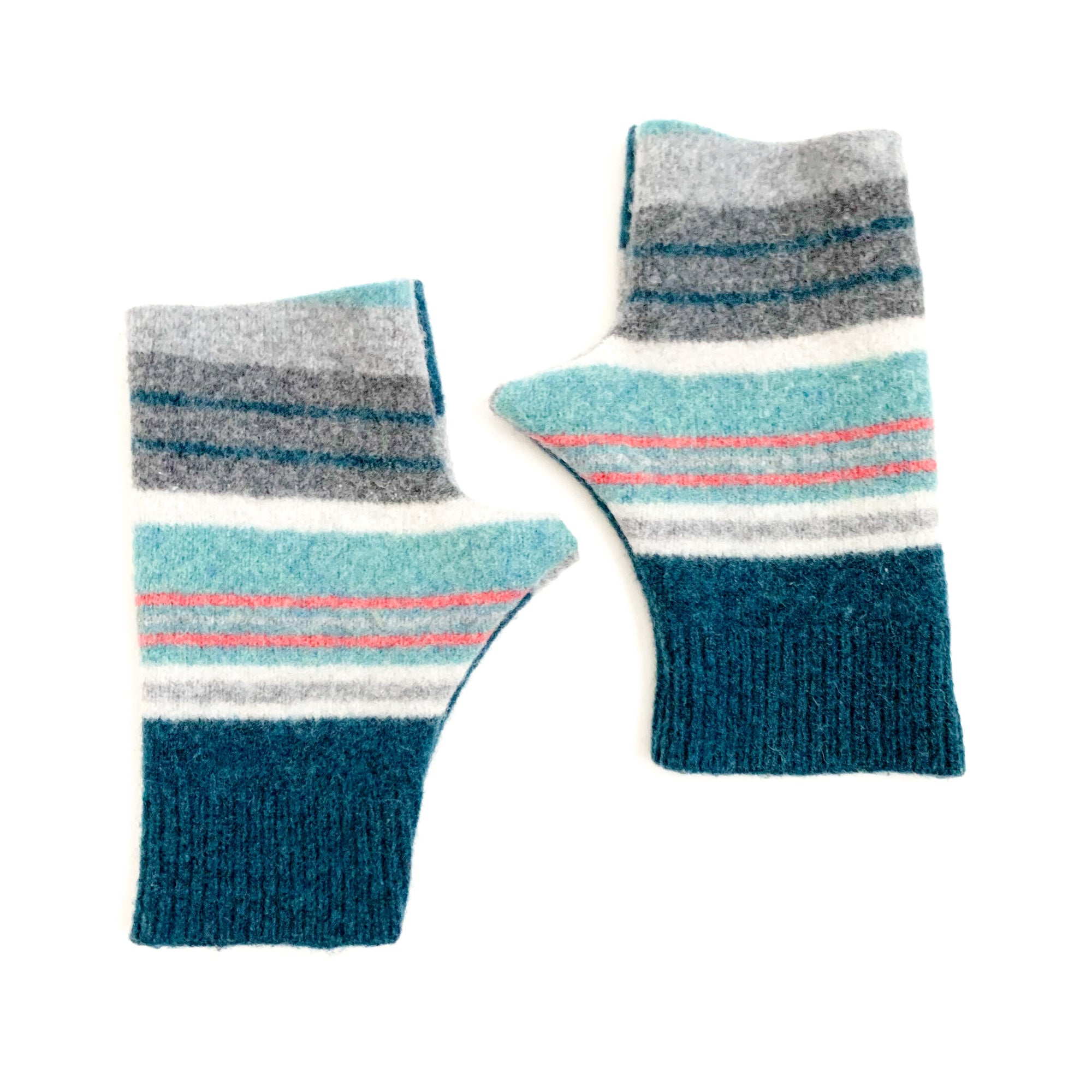 Fingerless Mittens | Stripes of Blue