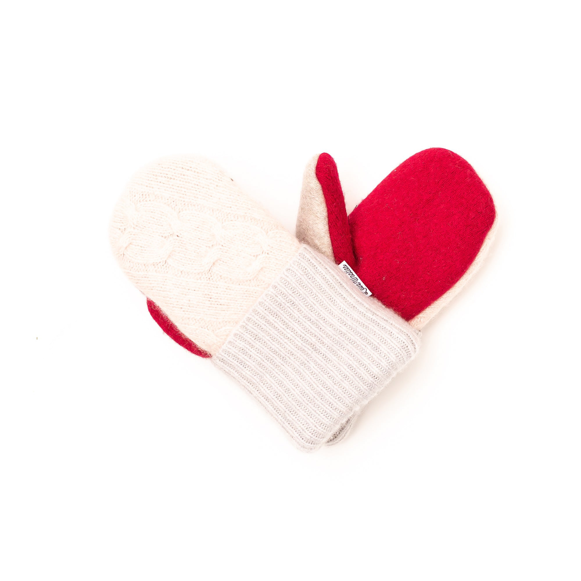 Small Kid's Wool Sweater Mittens | Baby Pink & Cherry