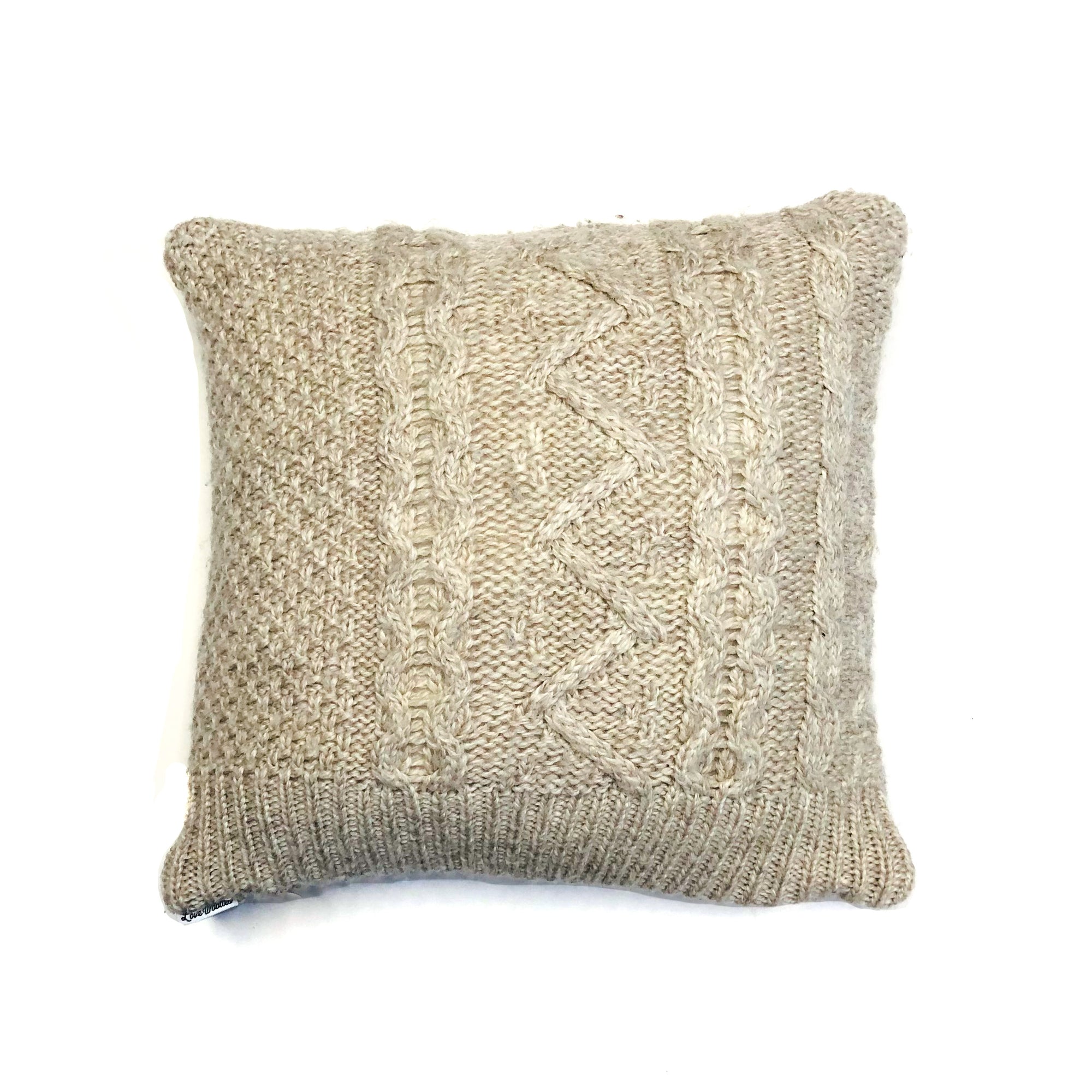 12 x 12 Light Oatmeal Cable Knit Pillow Cover