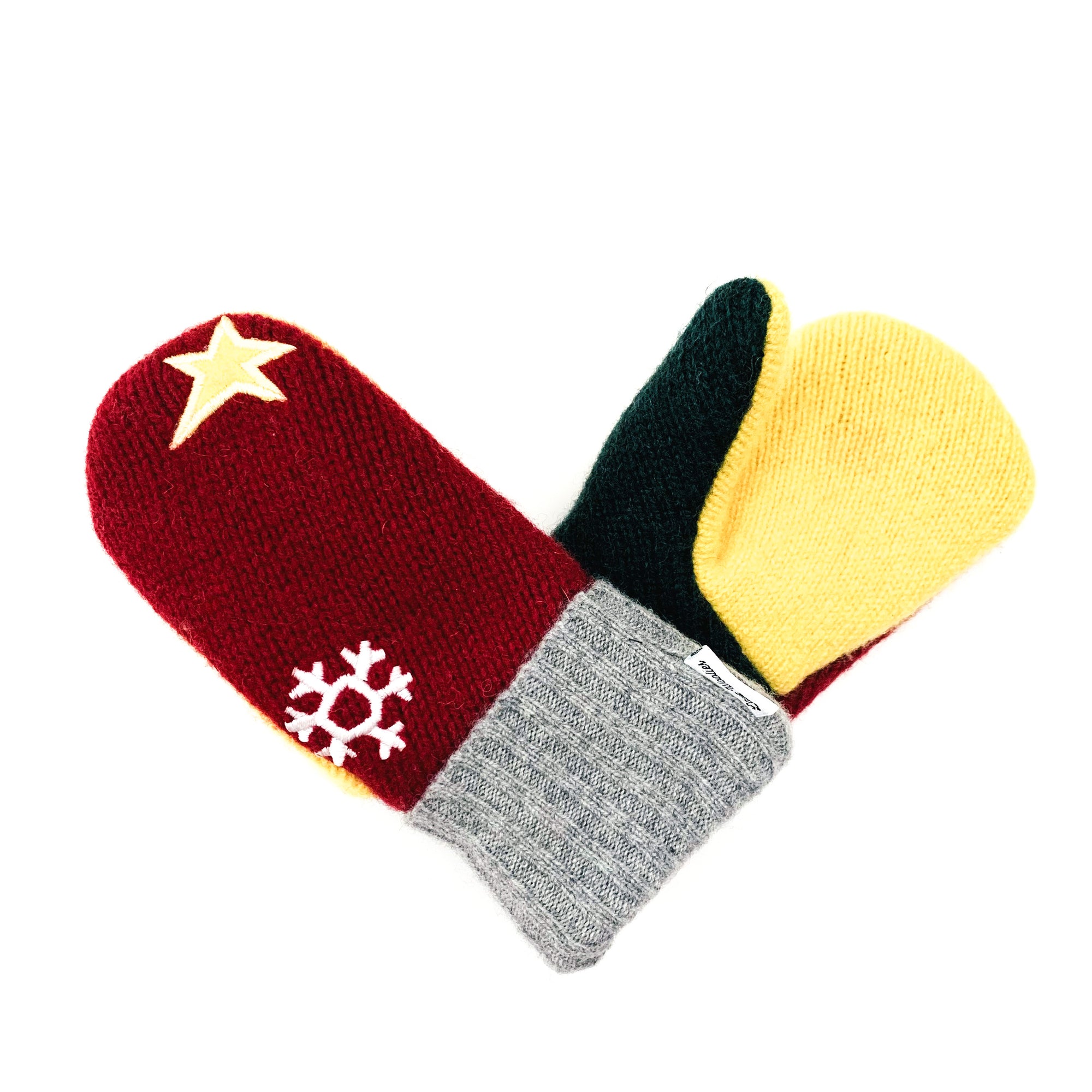 Large Kid's Wool Sweater Mittens | Winter Stars