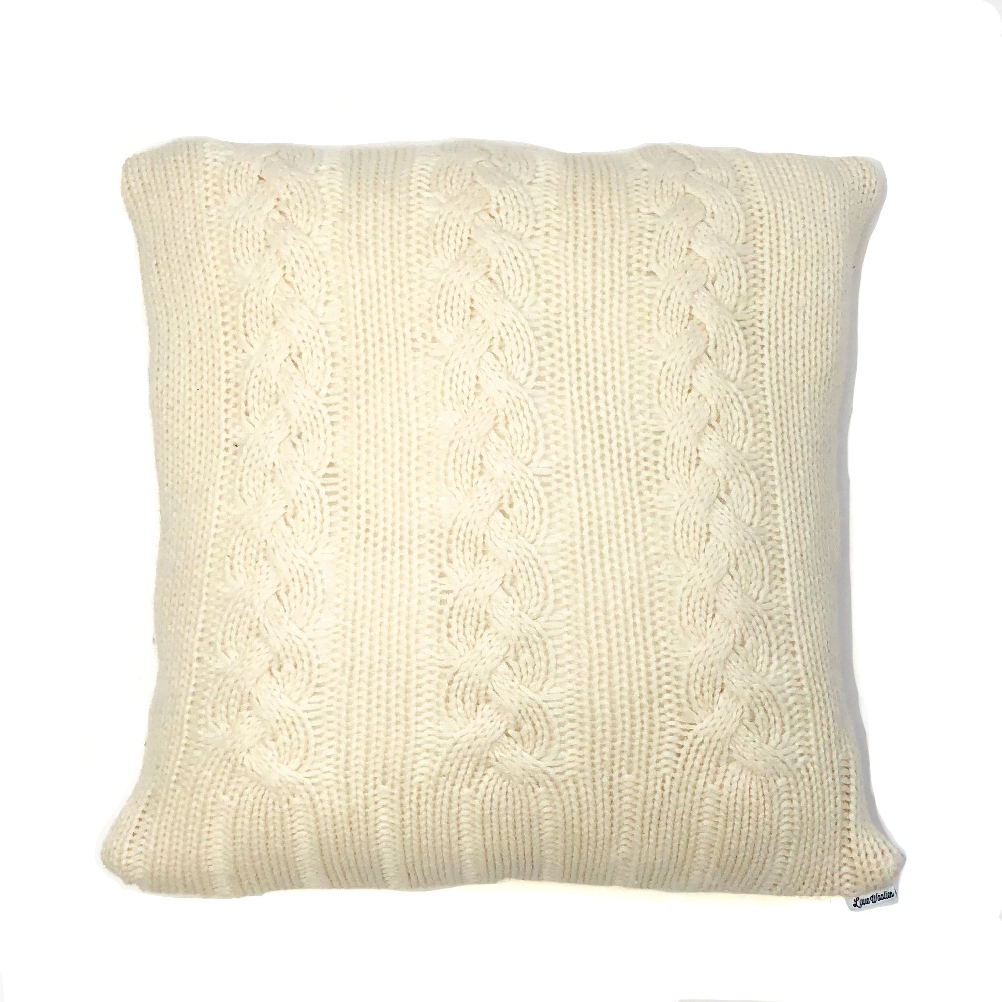14 x 14 Cream Wool Pillow Cover - Love Woolies