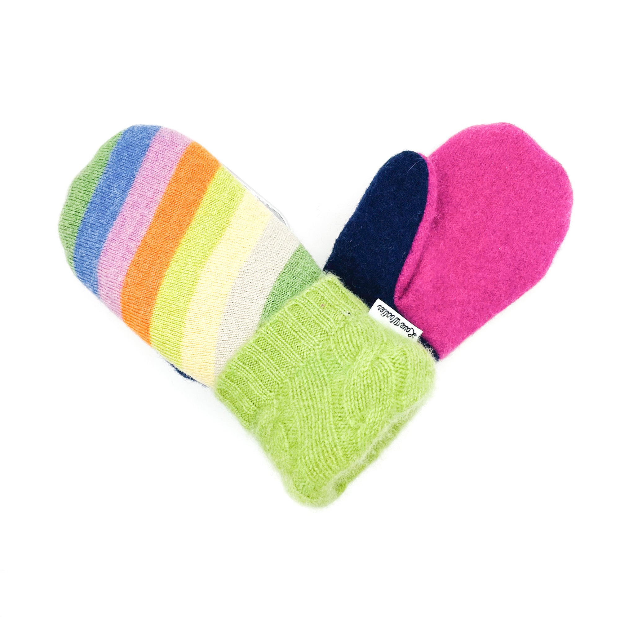 Large Kid's Wool Sweater Mittens | Candy Stripes