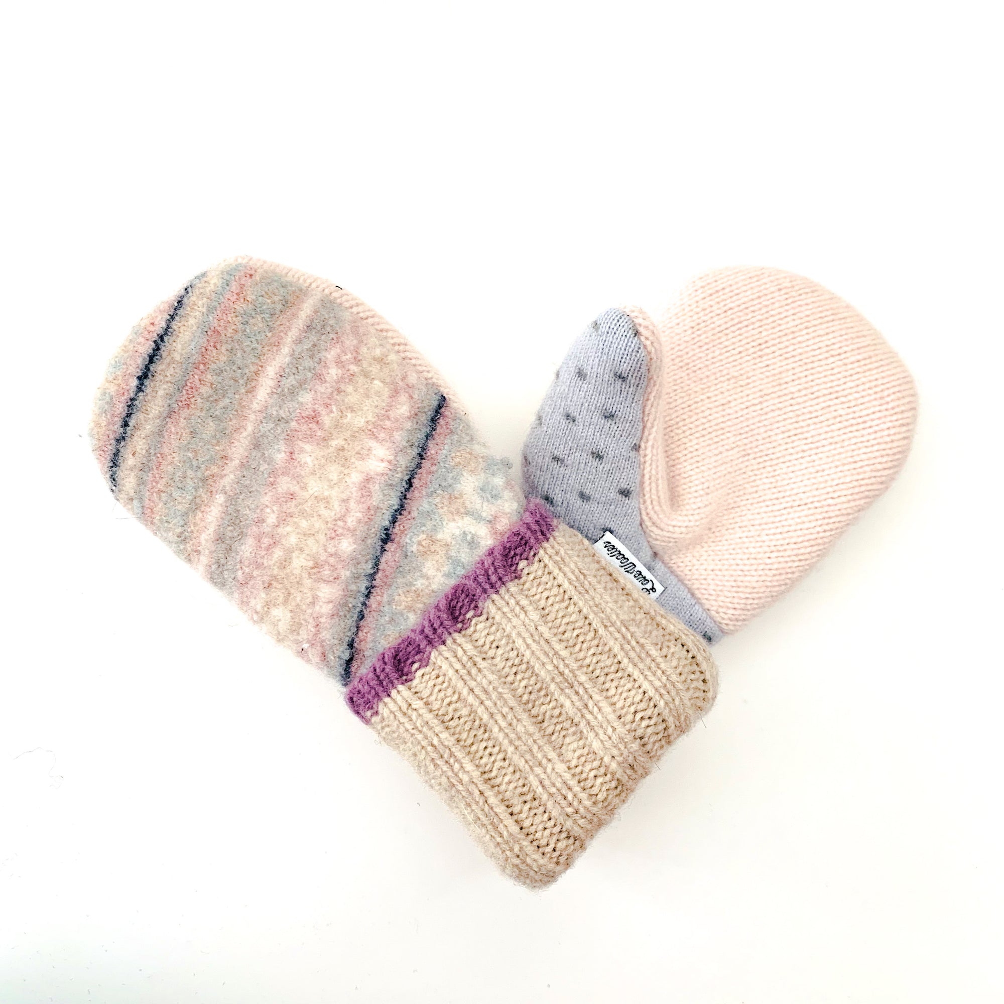 Large Kid's Wool Sweater Mittens | Seashells