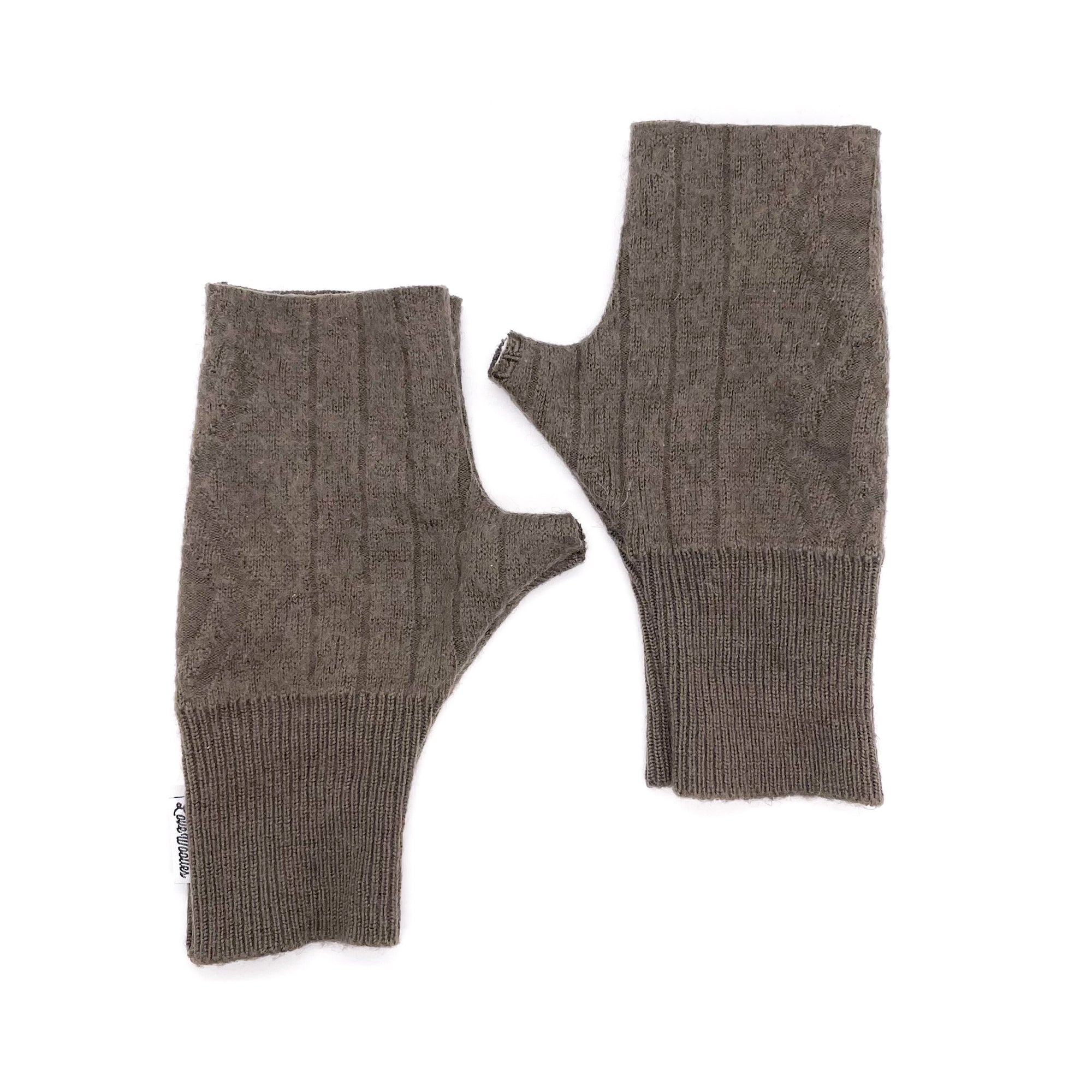 Fingerless Mittens | Green Grey